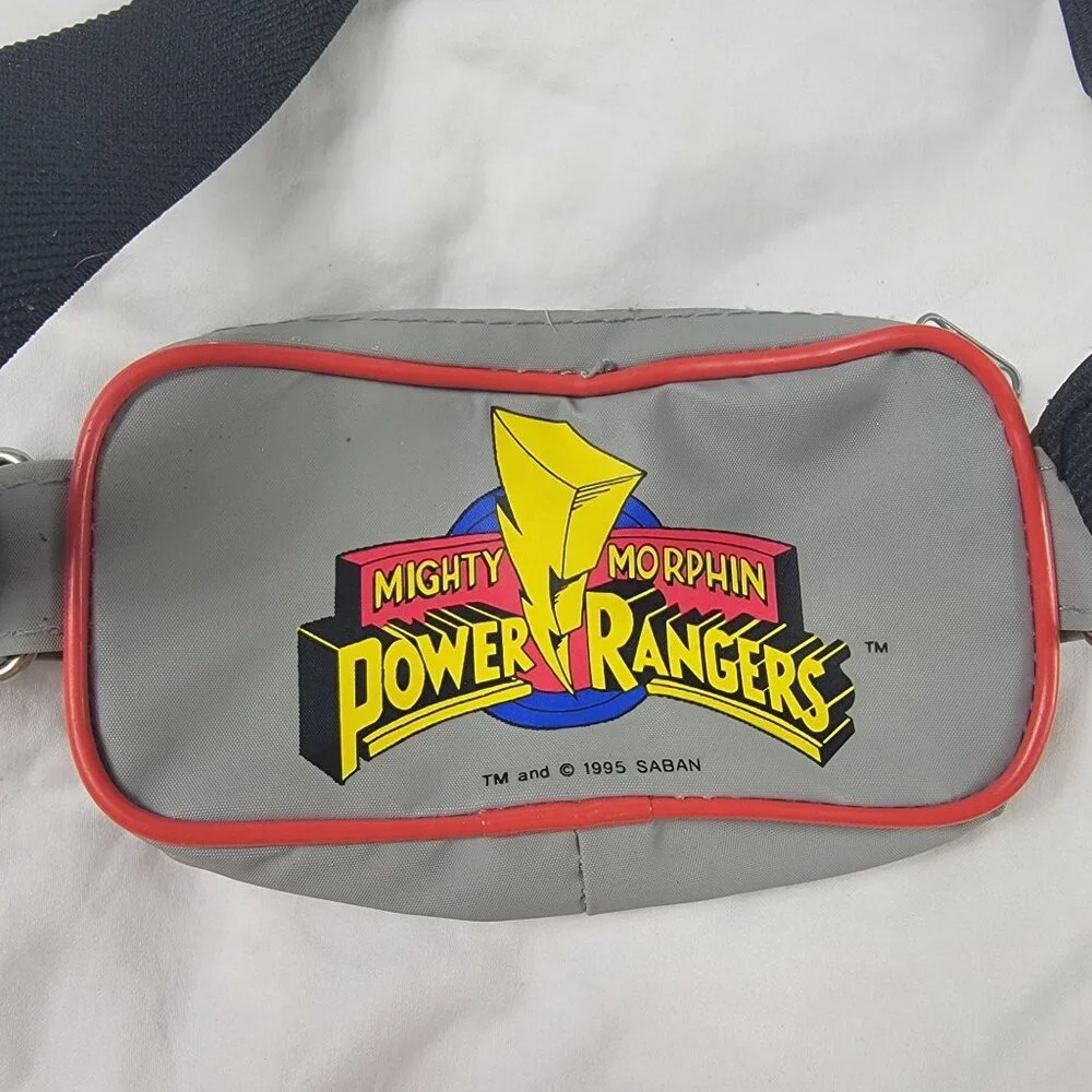 Vintage 1995 Mighty Morphin Power Rangers Waist Bag Gray Red Blue Black Ranger